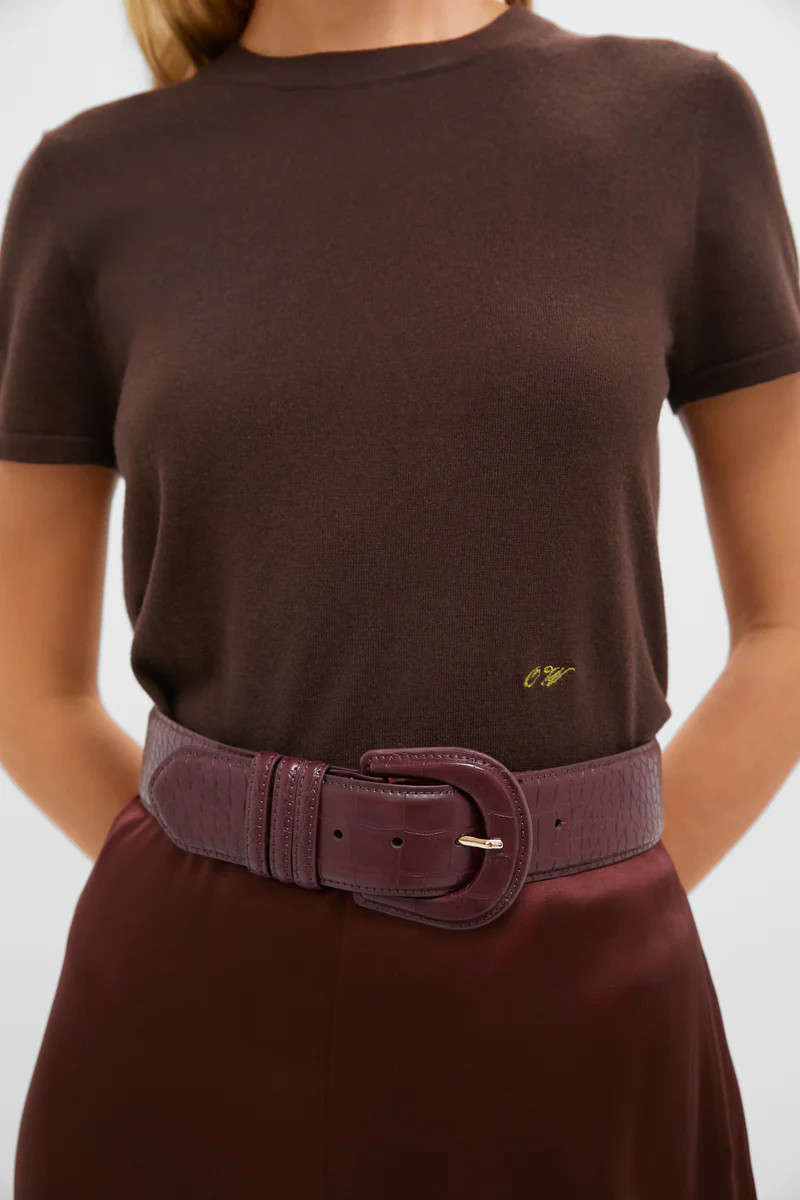 Oxblood Croc-Embossed Waist Belt | Tuckernuck (US)