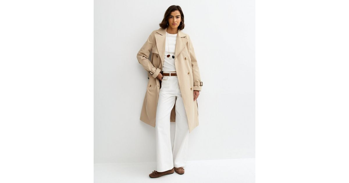 Stone Double Breasted Belted Trench Coat | New Look | New Look (UK)