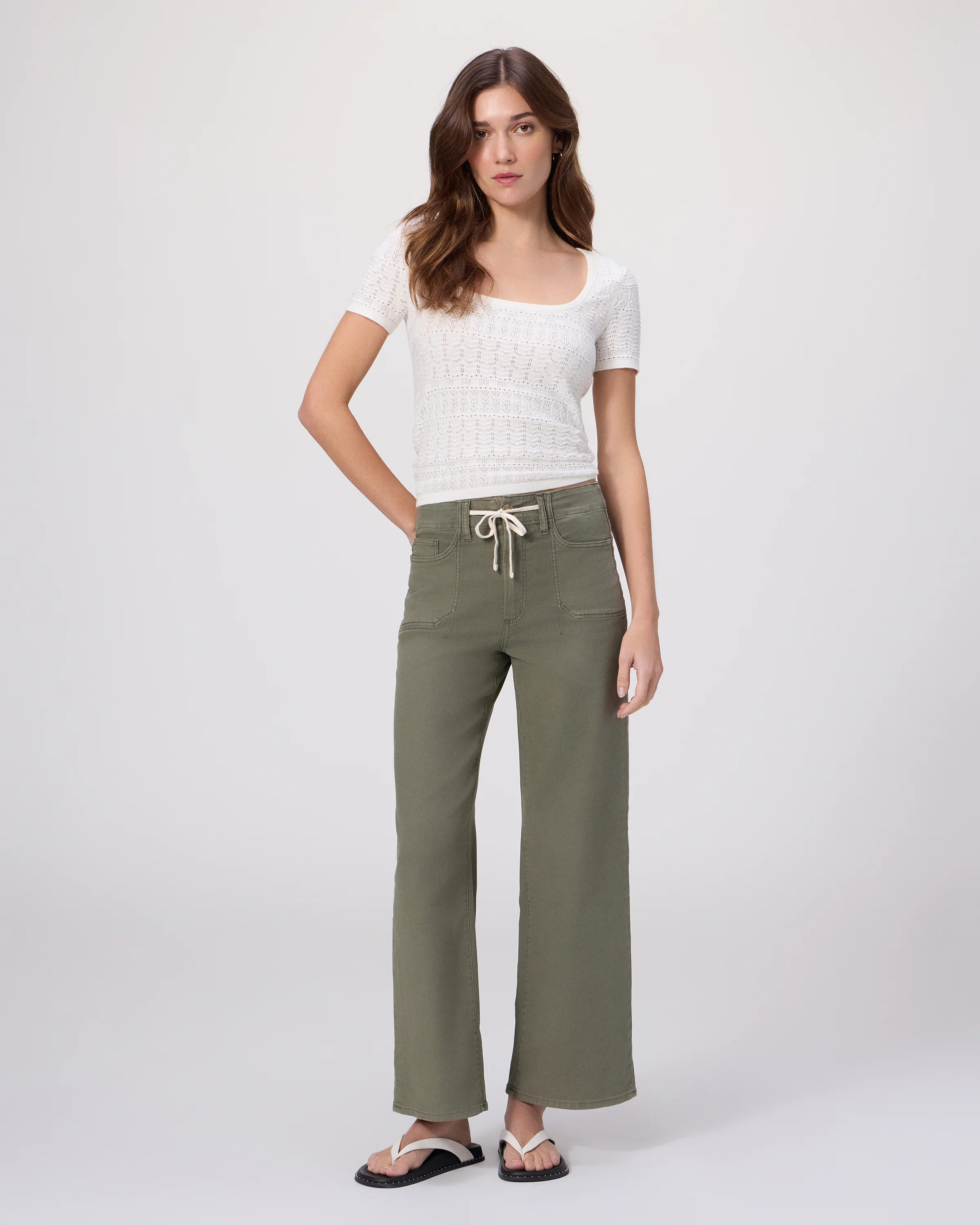 Ari Wide Leg Pant - Vintage Ivy Green | Paige