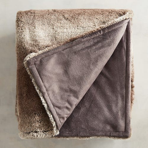 Faux Fur Ombre Gray Throw | Pier 1 Imports