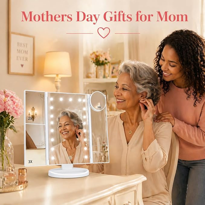 HUONUL Makeup Mirror, Gifts for Mom Mothers Day, Vanity Mirror with Lights, 2X/3X/10X Magnificati... | Amazon (US)