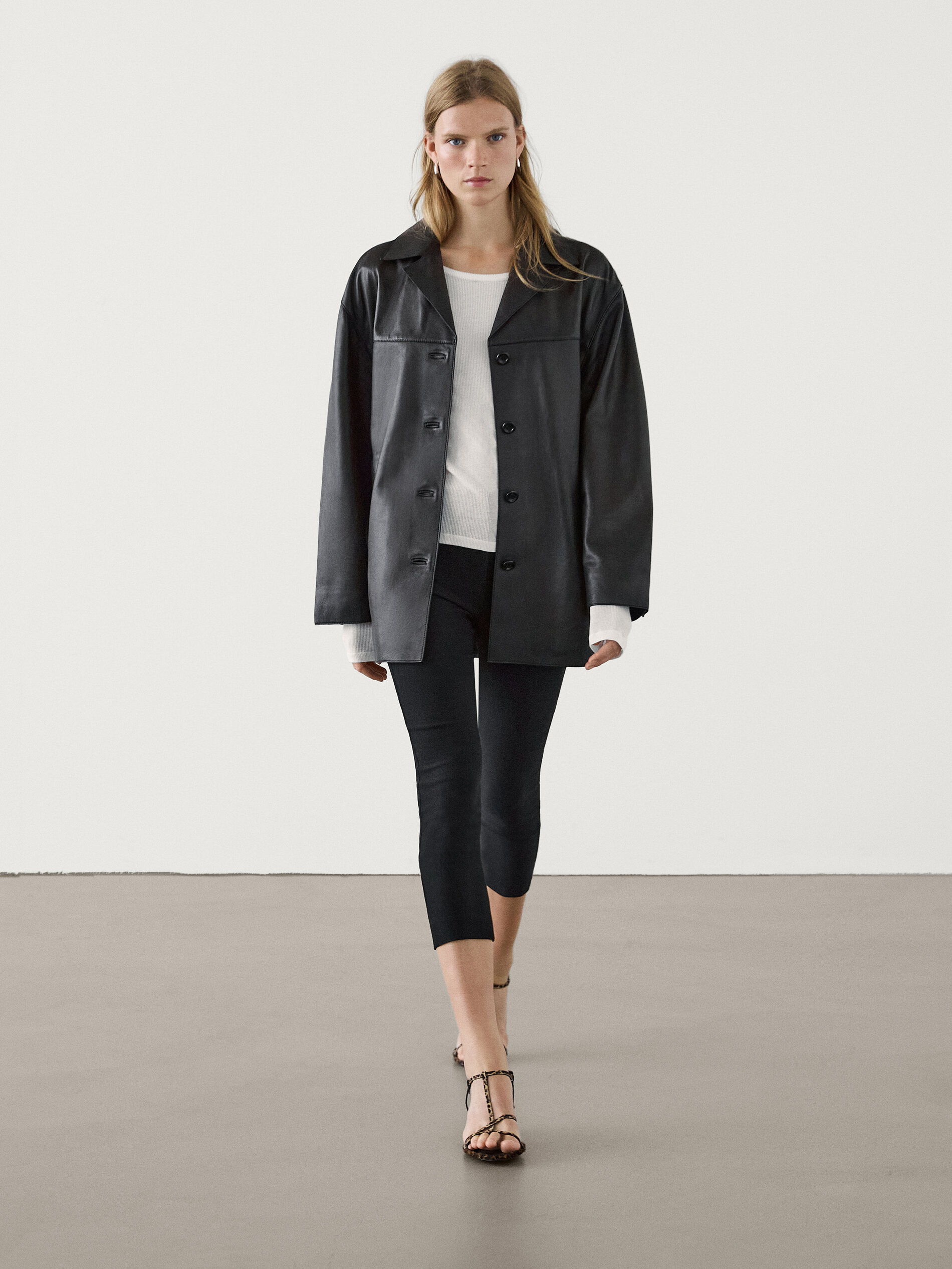 Nappa leather jacket with lapel collar | Massimo Dutti US