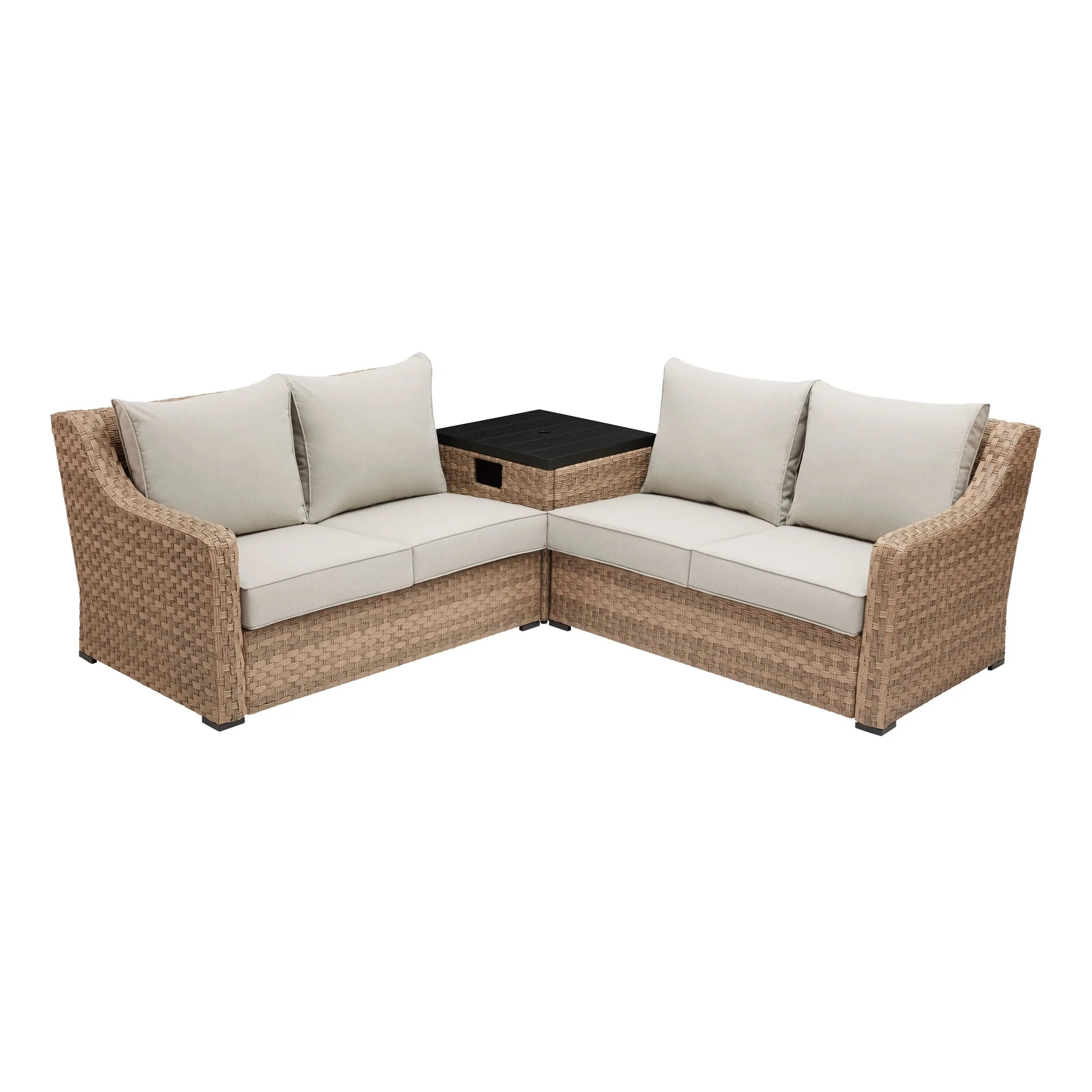 Better Homes & Gardens River Oaks 3-Piece Sectional Set, Loveseat & Corner Table, Box 1 of 2, Bei... | Walmart (US)