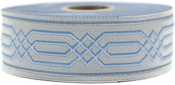 11 Yard Spool 1.37" Wide Blue and Light Gray Celtic Claddagh Jacquard Ribbon Medieval Fabric Trim... | Amazon (US)