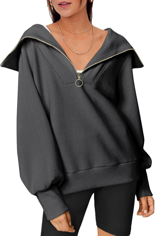 EFAN Womens Oversized Half Zip Pullover Sweatshirts Hoodie Quarter Zip Tops for Teen Girls Fall T... | Amazon (US)
