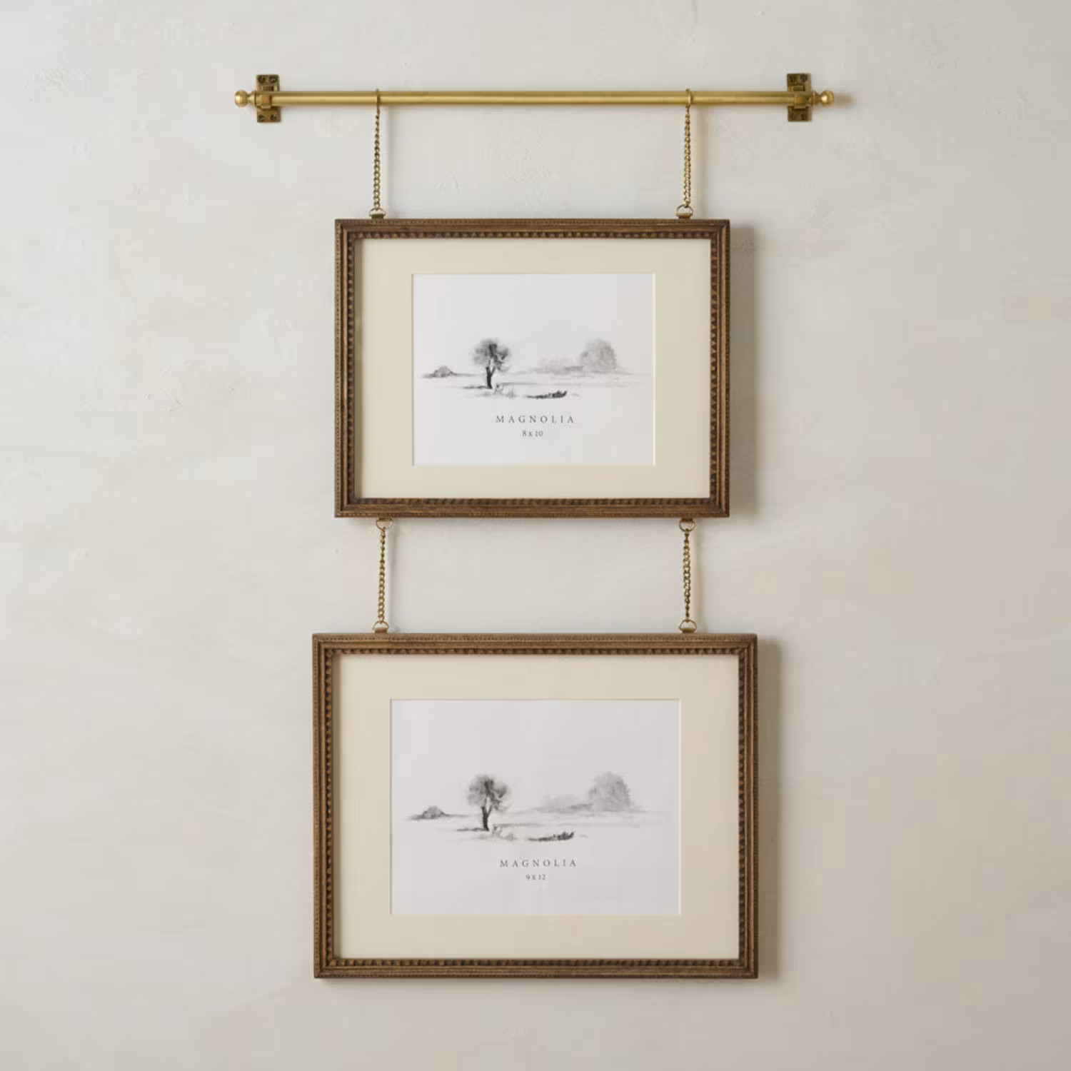 Colleen Wood and Brass Rail Double Picture Frame | Magnolia