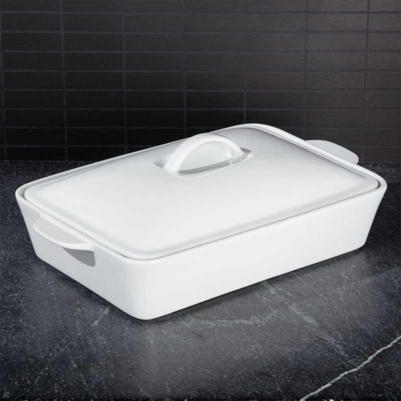 Potluck White Covered Baking Dish + Reviews | Crate & Barrel | Crate & Barrel