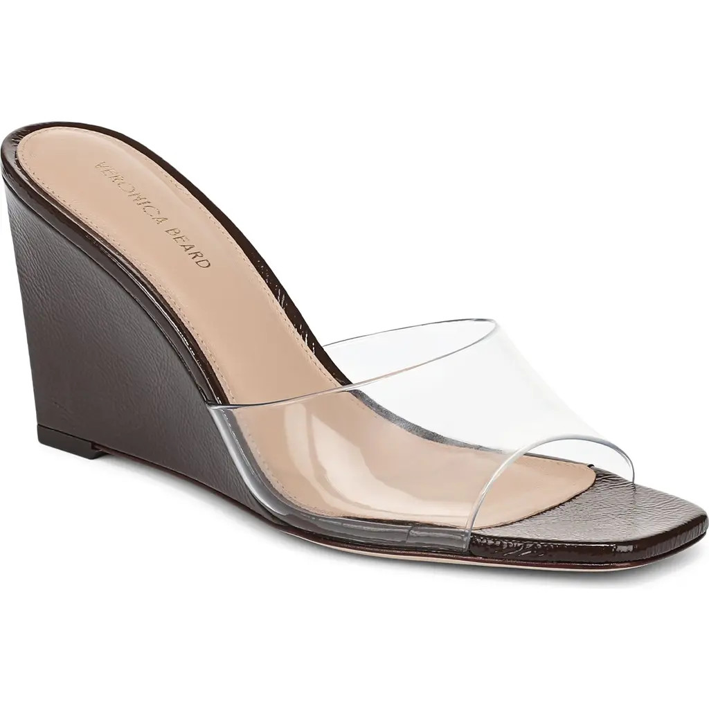 Veronica Beard Asha Wedge Sandal in Clear/mocha at Nordstrom, Size 7.5 | Nordstrom