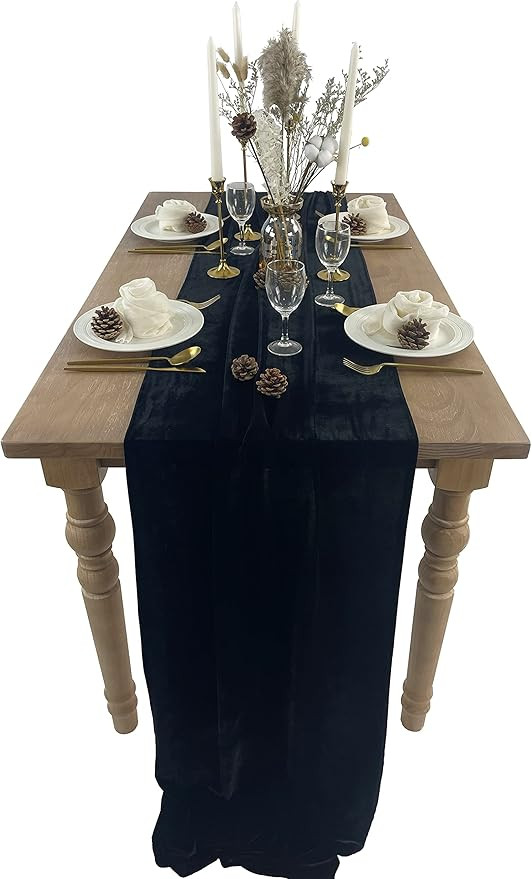 BTF HOME Velvet Table Runner, 10ft Luxurious Wedding Reception Decorations Soft Velvet Fabric Tab... | Amazon (US)