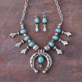 Burnished Silver Squash Blossom Necklace Set | Rod's Western Palace/ Country Grace