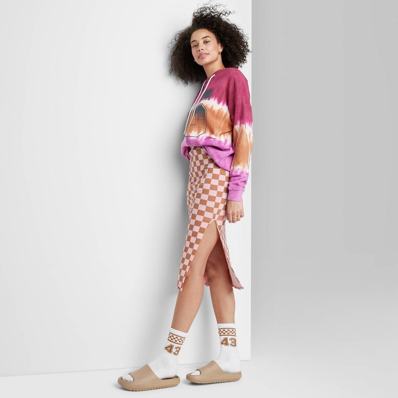 Women's Ascot + Hart Rib Knit Checkered Graphic Skirt | Target