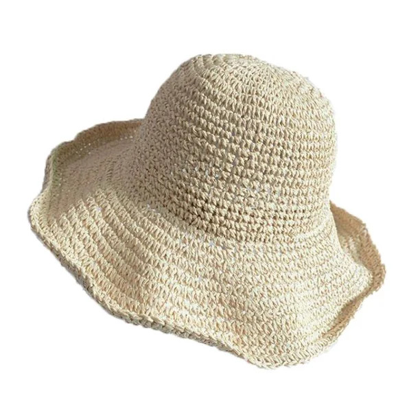 Ladies Summer Sun Hats Women Panama Straw Beach Hats Foldable Wide Brim Floppy - Walmart.com | Walmart (US)