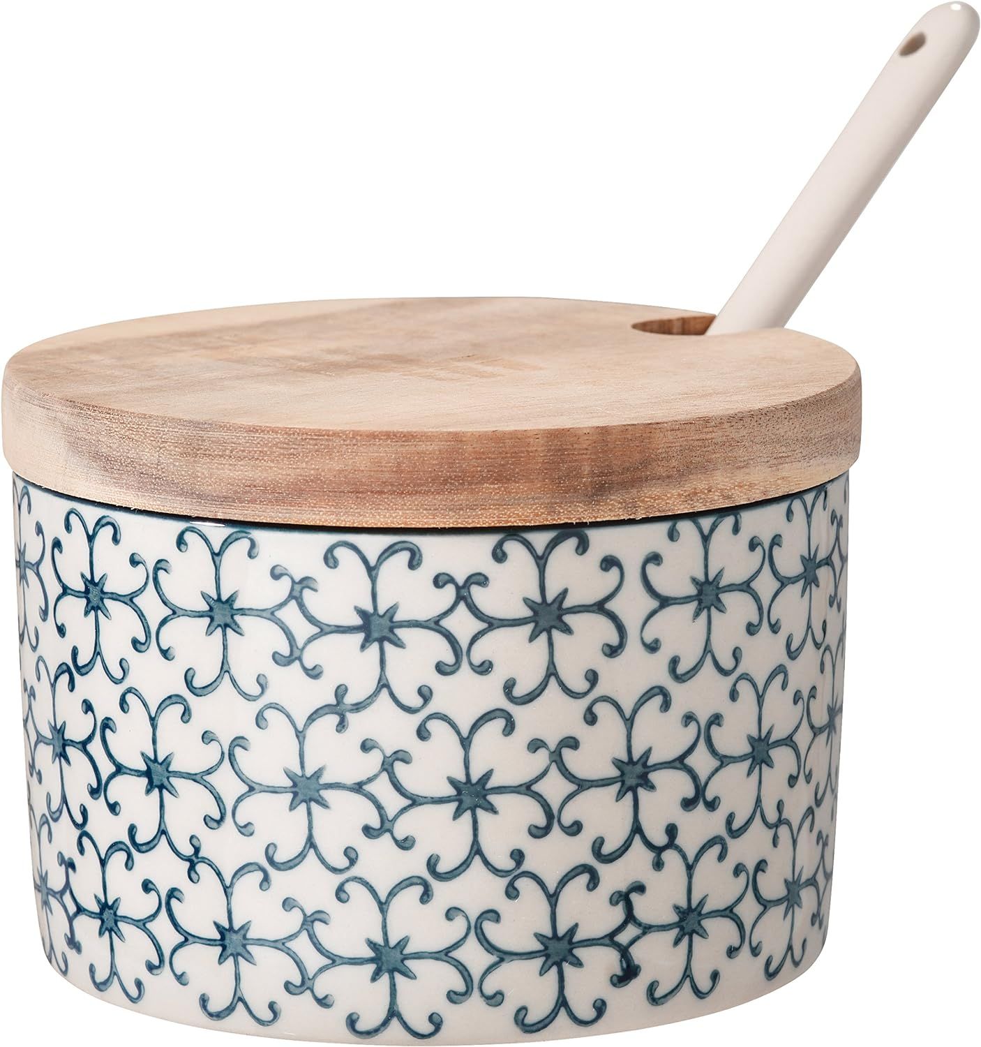 Bloomingville Ceramic Sugar Bowl with Bamboo Lid/Spoon Kristina - Jar for salz, jam, Mustard Dia ... | Amazon (US)
