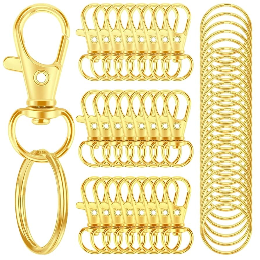 50PCS Metal Lobster Claw Clasp with Key Ring, 25PCS Keychains Clips Hooks and 25PCS Key Chain Rin... | Amazon (US)