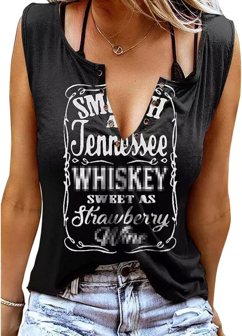 Smooth As Tennessee Tank Top Sweet As Strawberry Shirt Ring Hole Sleeveless Sexy V Neck Womens Re... | Amazon (US)