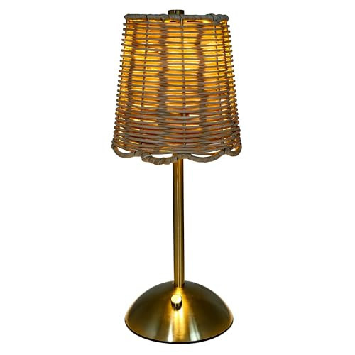 CNEIESD Cordless Rattan Gold-Tone Indoor Table Lamp with Touch Dimmer LED Portable Lamp for Home Decor | Amazon (US)