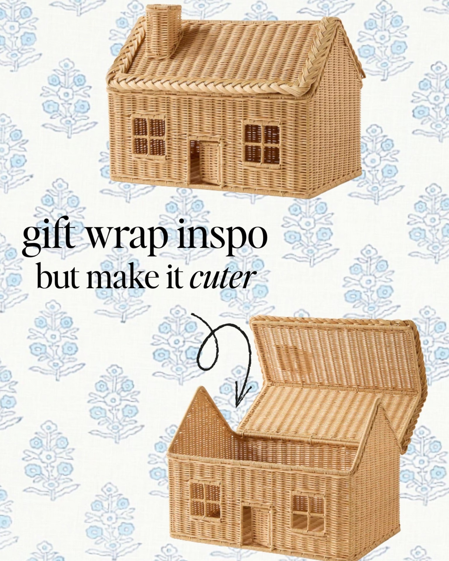 The cutest wicker house box. How cute would this be under the Christmas tree with goodies in it? 

#LTKHoliday #LTKGiftGuide #LTKKids