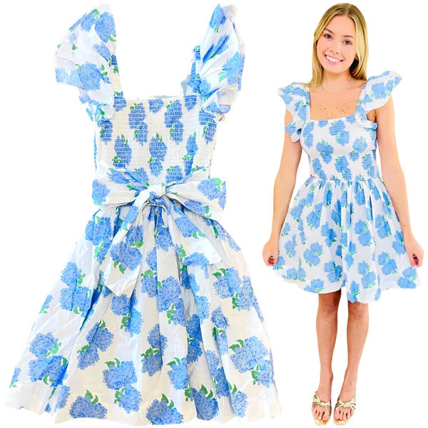 Bow Back Smocked Cotton Brooke Dress | James Ascher