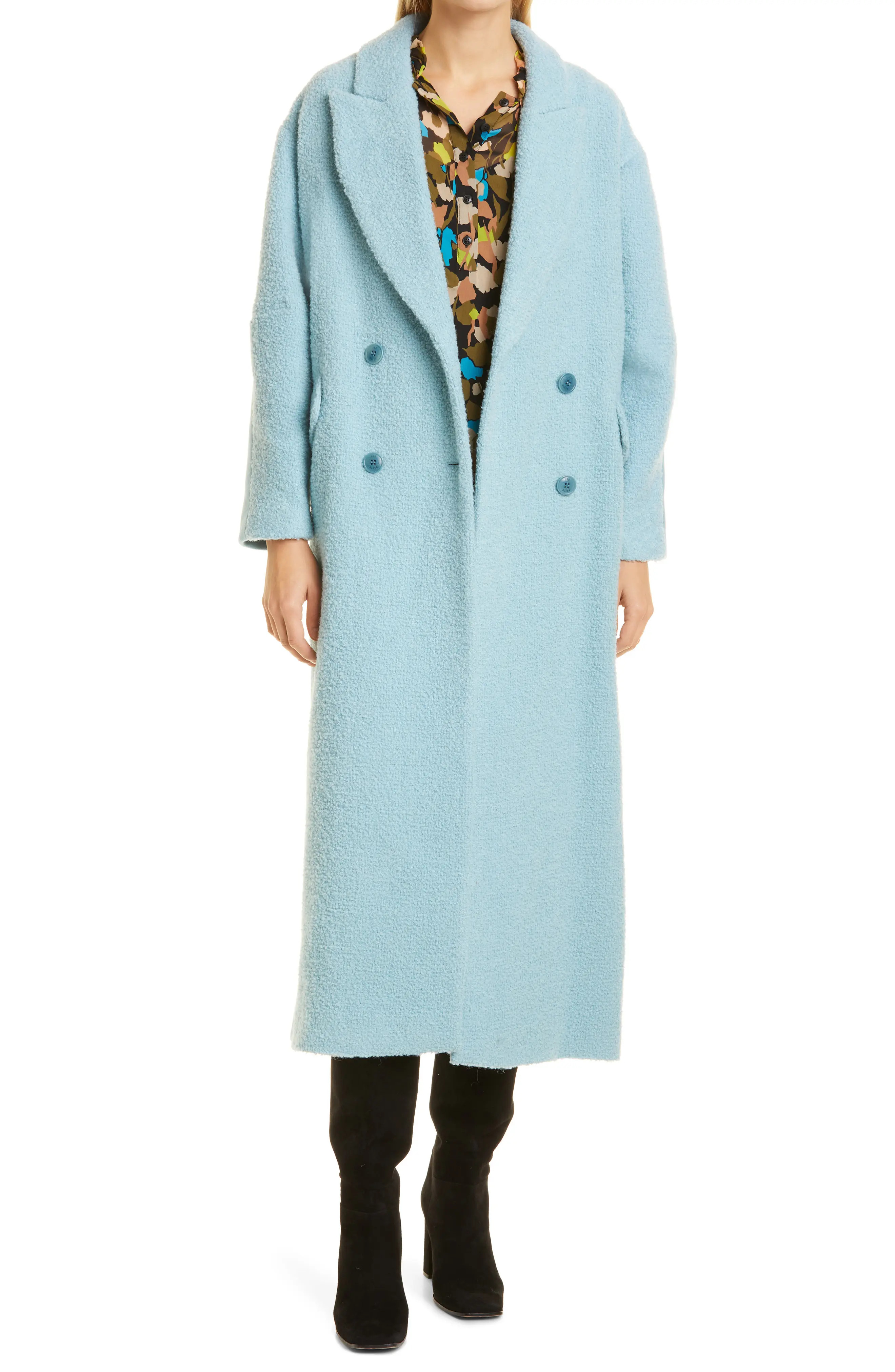 Ted Baker London Jjoelle Wool Blend Coat in Blue at Nordstrom, Size 1 | Nordstrom