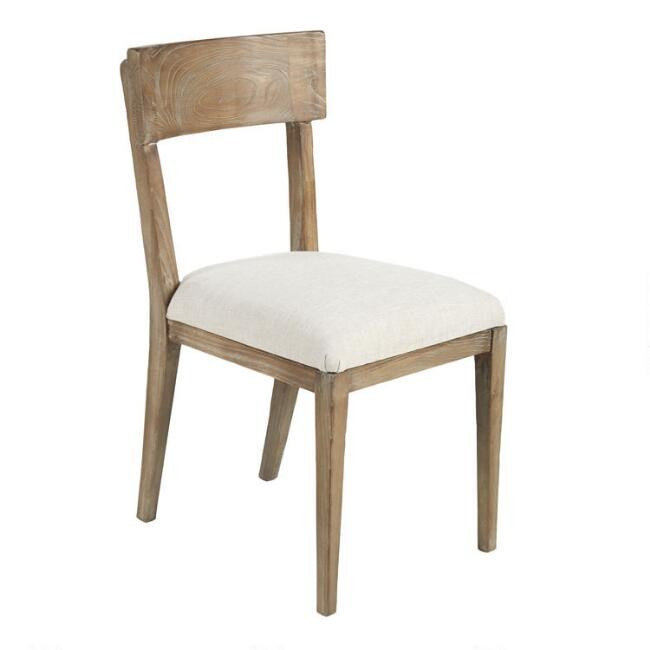 Elm Wood Jude Dining Chairs with Upholstered Seat Set Of 2 | World Market