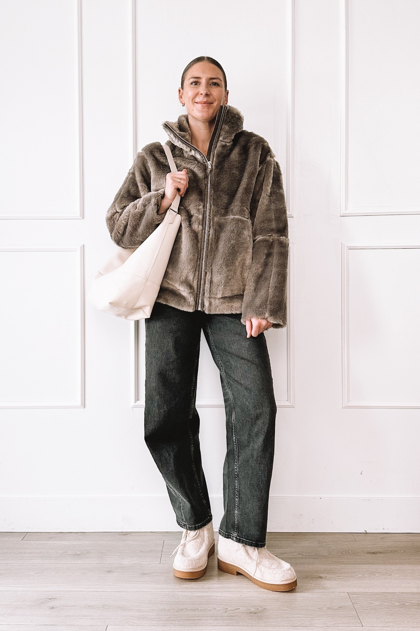 Cozy Winter Outfit with Faux Fur Jacket & Dark Jeans (jacket: medium, jeans: XS tall)

#LTKFindsUnder100 #LTKTall #LTKSeasonal