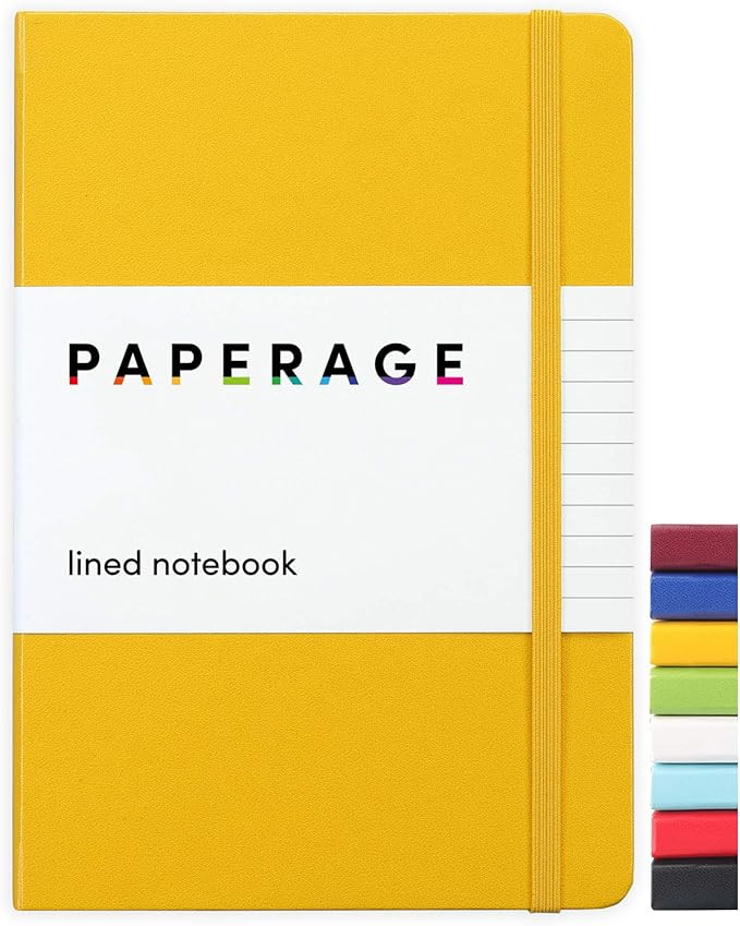 Paperage Lined Journal Notebook, Hard Cover, Medium 5.7 x 8 inches, 100 gsm Thick Paper (Yellow, ... | Amazon (US)