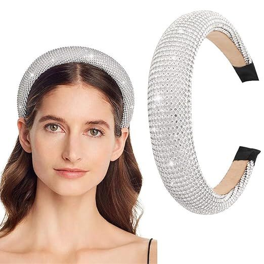 Diamond Headband for Women - Padded Headband Handmade Crystal Rhinestone Headbands Fashionable Ha... | Amazon (US)