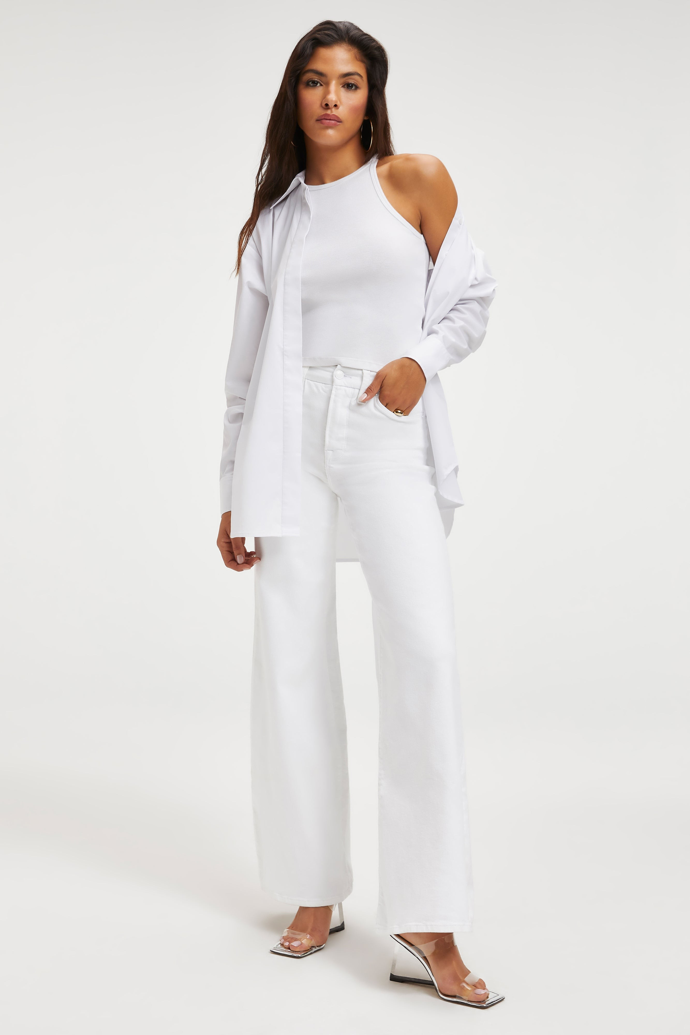 GOOD WAIST PALAZZO JEANS | WHITE001 | Good American