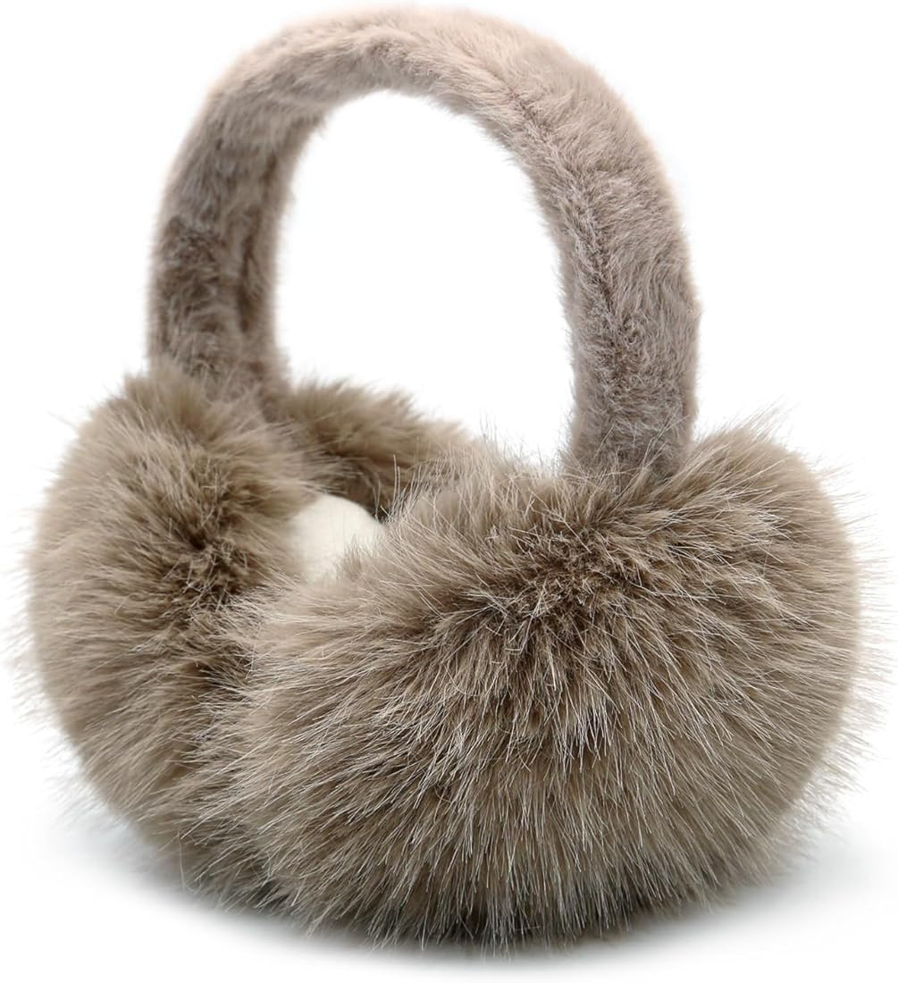 Amazon.com: RUIKUNA Women Winter Ear Muffs Fluffy Faux Fur Earmuffs Foldable Ear Warmer Girls Sof... | Amazon (US)