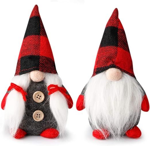 D-FantiX Mr and Mrs Christmas Gnomes Plush Set of 2, Handmade Swedish Tomte Santa Scandinavian Fi... | Amazon (US)