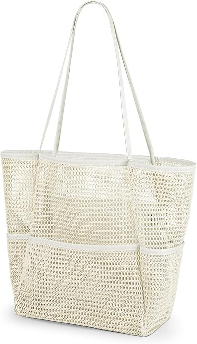 Beach Bag for Women, Causal Hobo Handbags with Zipper Inner Pocket | Foldable Swim Tote Bag for B... | Amazon (US)