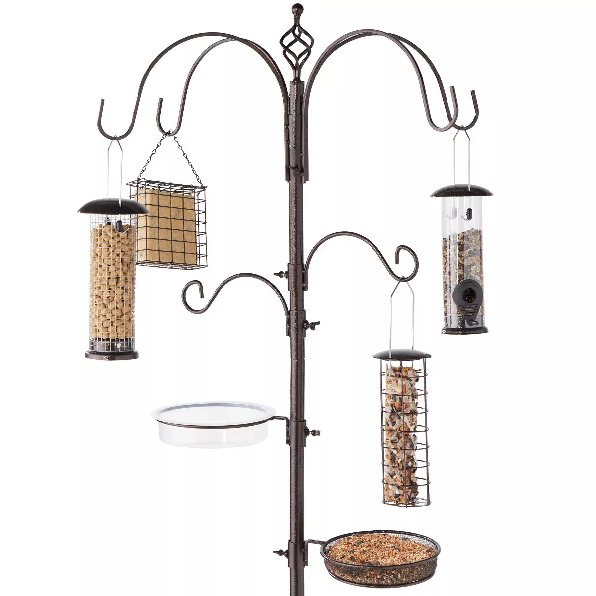 Best Choice Products 89in 6-Hook Bird Feeding Station, Steel Multi-Feeder Stand w/ 4 Feeders, Tra... | Target