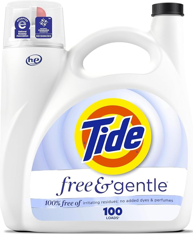 Tide Free & Gentle Liquid Laundry Detergent, 100 Loads, 132 fl oz, Tide Laundry Detergent, Clean ... | Amazon (US)