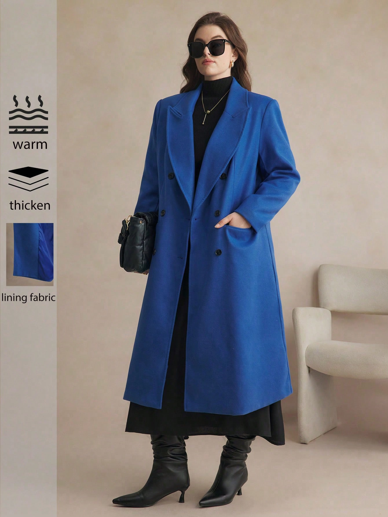SHEIN BIZwear Plus Size Women's Long Lapel Elegant Commuter Blazer, For Winter | SHEIN USA | SHEIN
