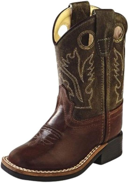 Old West Toddler-Boys' Stitched Olive Cowboy Boot Square Toe | Amazon (US)