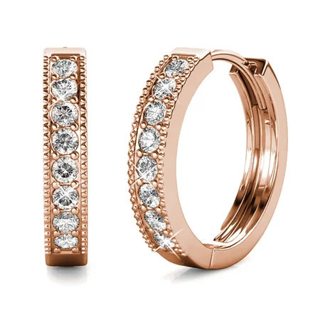 Cate & Chloe Lydia 18k Rose Gold Plated 16mm Hoop Earrings with Swarovski Crystals Gift for Women | Walmart (US)
