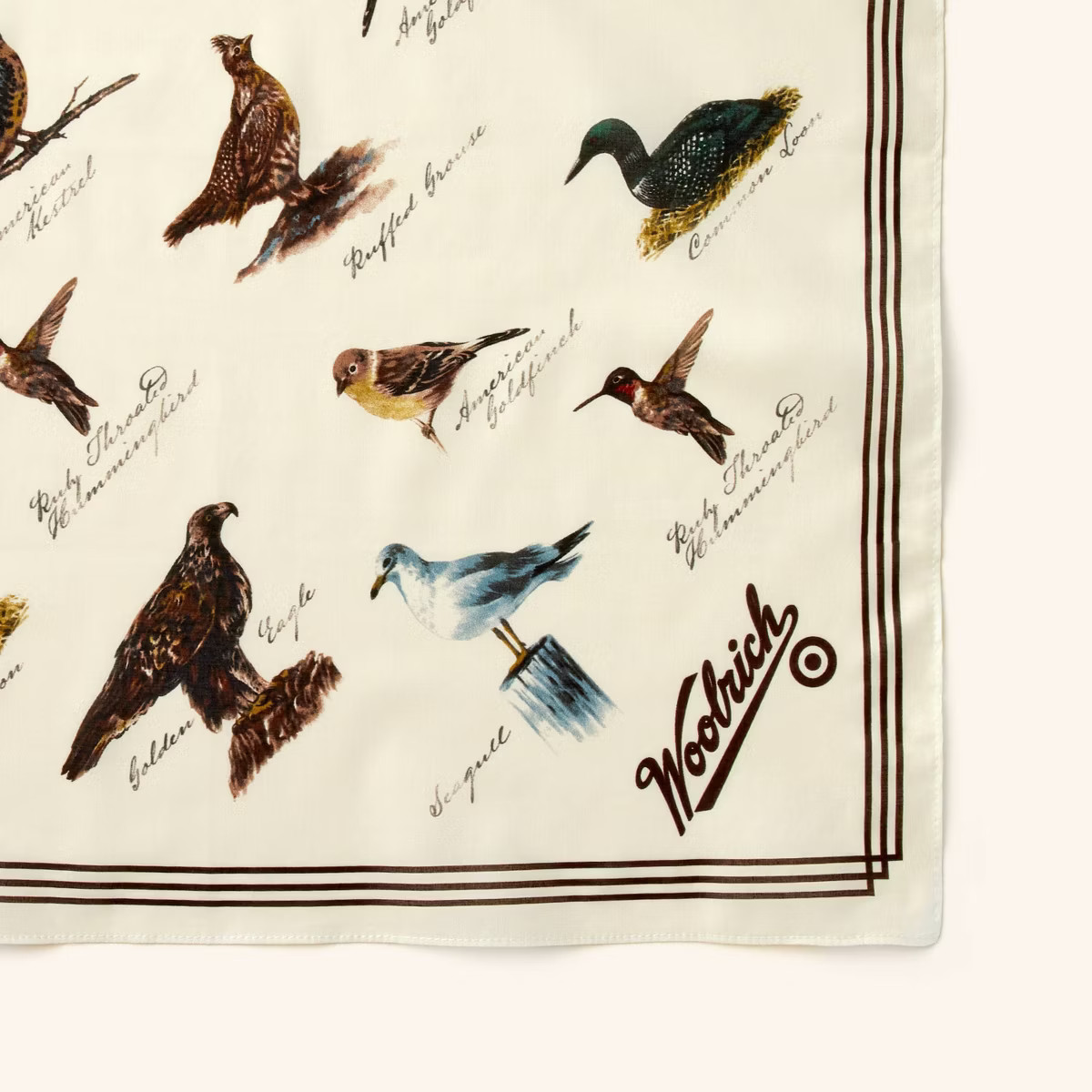 Adult Bird Motif Cotton Bandana - Woolrich x Target Cream Multi | Target