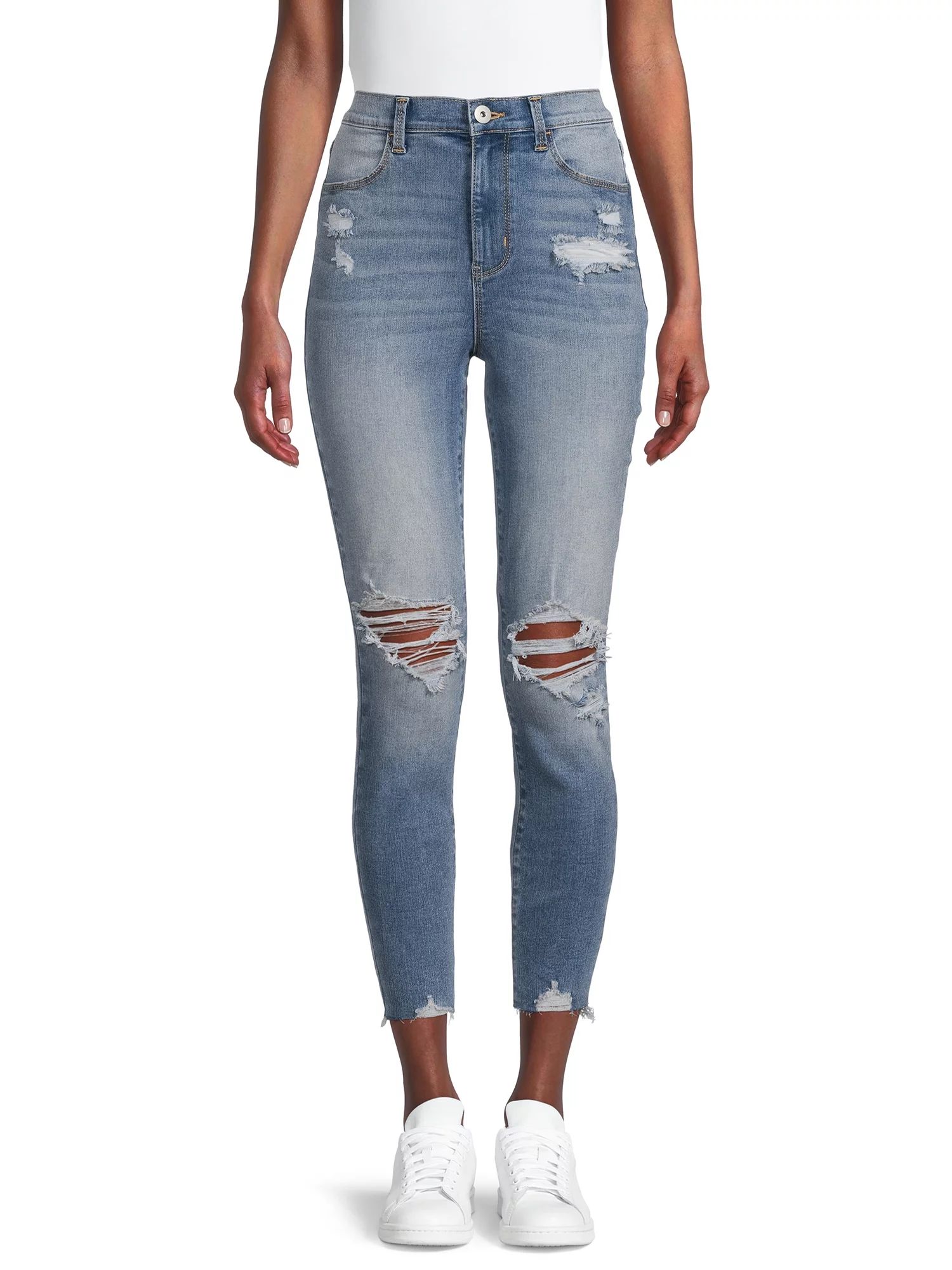 No Boundaries Juniors Destructed Curvy Slim Jeans | Walmart (US)