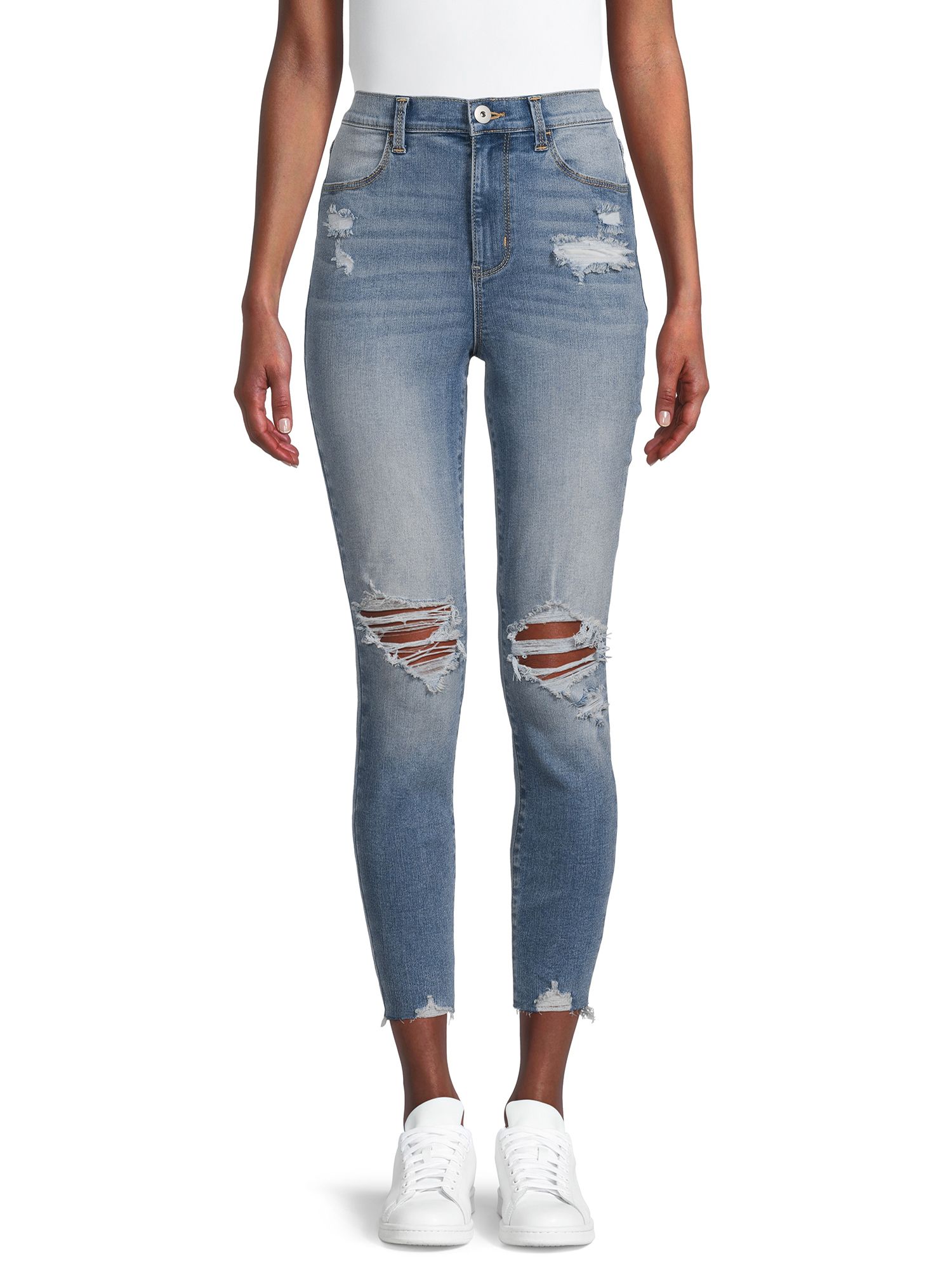 No Boundaries Juniors Destructed Curvy Slim Jeans | Walmart (US)
