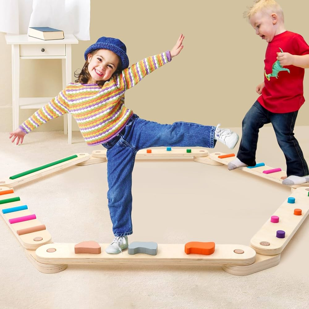 Wooden Balance Beam for Kids 3-5 Toddler Montessori Balance Beam Indoor Outdoor Kids Balance Step... | Amazon (US)