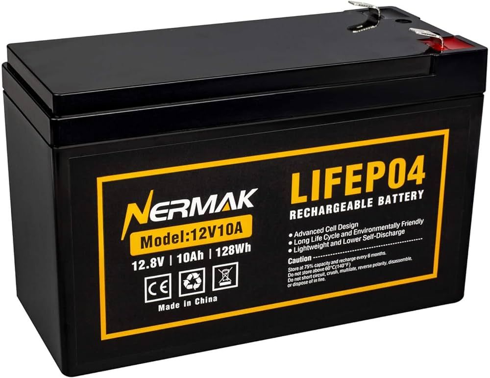 NERMAK 12V 10Ah Lithium LiFePO4 Deep Cycle Battery, 2000+ Cycles Rechargeable Battery for Solar/W... | Amazon (US)