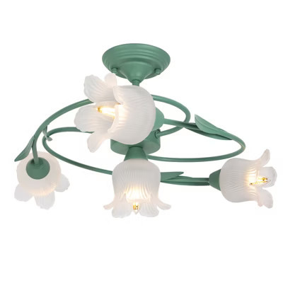 YIYIBYUS Mid Century Ceiling Light 4-Light Rounded Floral Shade Ceiling Chandelier for Bedroom Living Room | Target