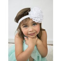 White flower headband  large flower headband  baby hair band  infant headband  girls hair band  chiffon headband  stretchy hair band | Etsy (US)