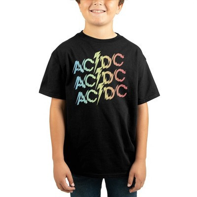 ACDC Rock Band Logo Youth Boys Black Short Sleeve Graphic Tee Shirt-Medium | Target