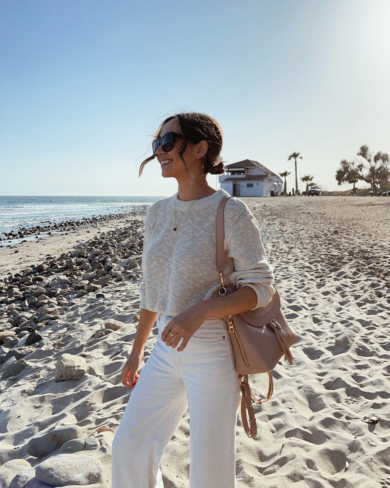 Spring beach outfit - similar items linked 

Sophiya backpack 
White cropped wide leg jeans - I size down one to two sizes in madewell 

#LTKunder100 #LTKSale #LTKtravel