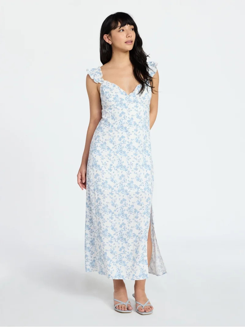 No Boundaries Maxi Dress with Flutter Sleeves, Women's XXS-XXL | Walmart (US)