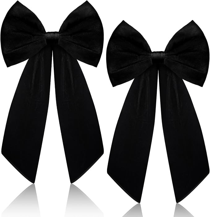 Halloscume 2 Pcs Black Velvet Bow Christmas Party Decorations | 12 x 24 Inch Velvet Large Wall Bo... | Amazon (US)