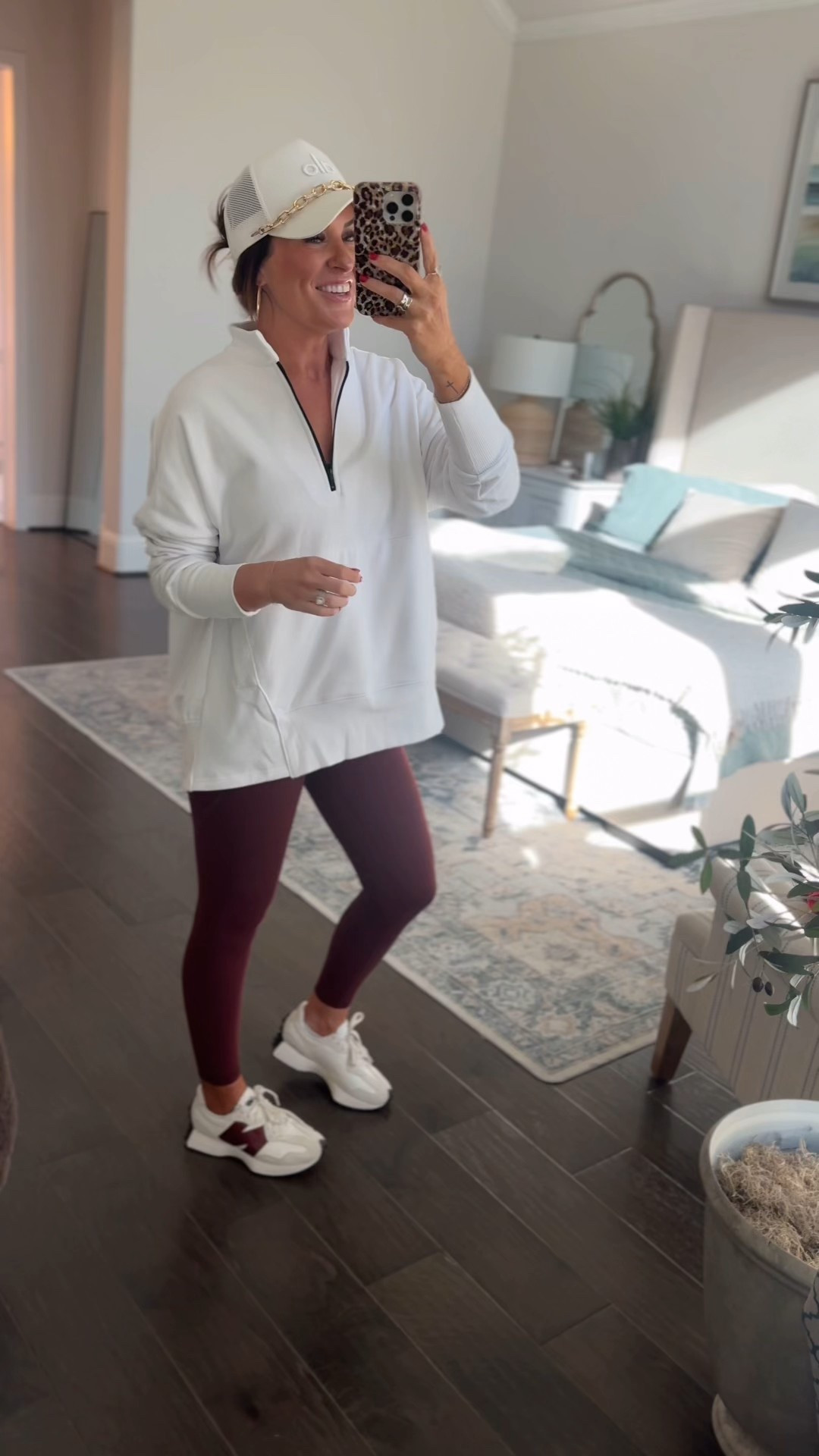 Wearing a small (has a natural oversized fit) in the top and an XS in the leggings. I’m 5”6 for reference, usually XS-S in tops, 0-2 in bottoms, 135, 32D.  

#LTKdayinmylife #LTKootd #LTKgrwm