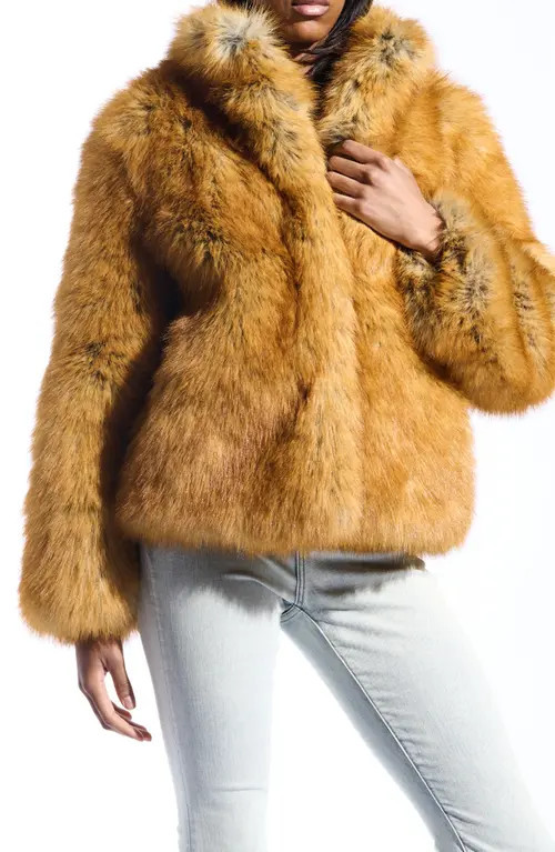 AZALEA WANG Faux Fur Coat in Tan at Nordstrom, Size Small | Nordstrom