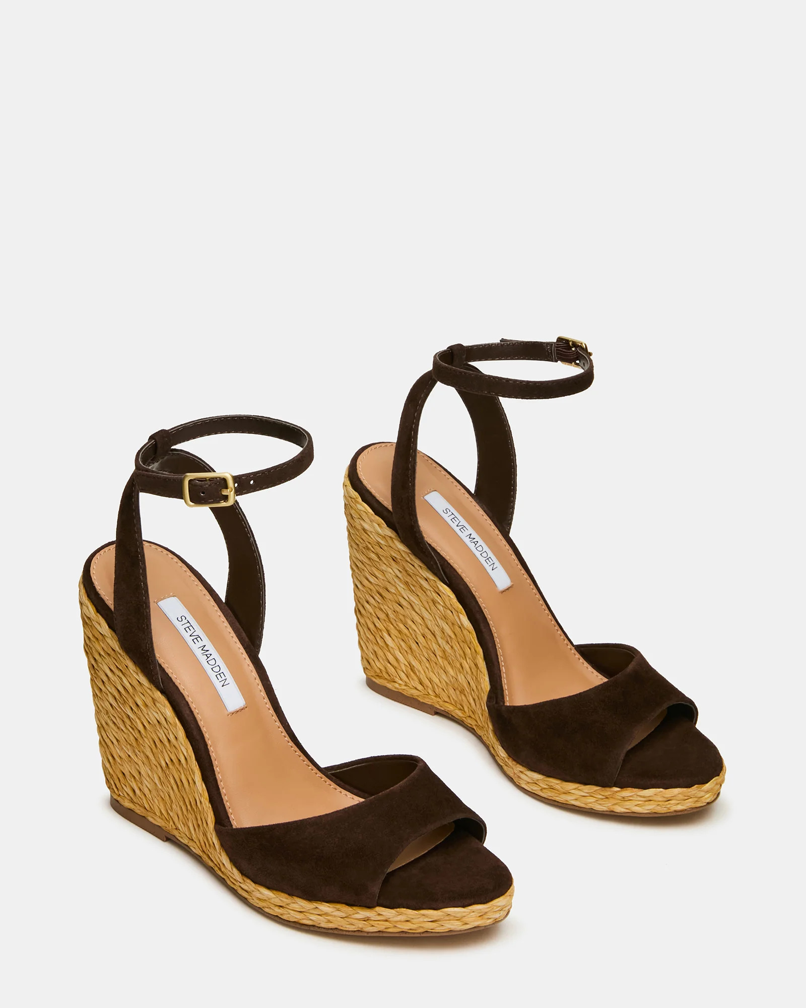 DEVIN Brown Suede Espadrille Wedge Women's Sandal | Steve Madden (US)